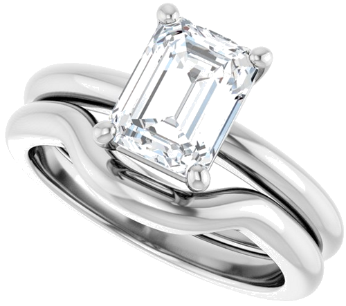 Sužadėtuvių Žiedas 14k white gold Emerald 8mm x 6mm (10)