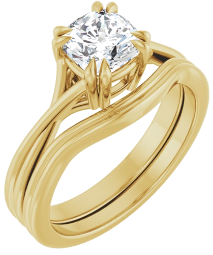 Sužadėtuvių Žiedas „Double Claw-Prong Solitaire Criss-Cross“ 14k yellow gold Cushion 6mm (6)