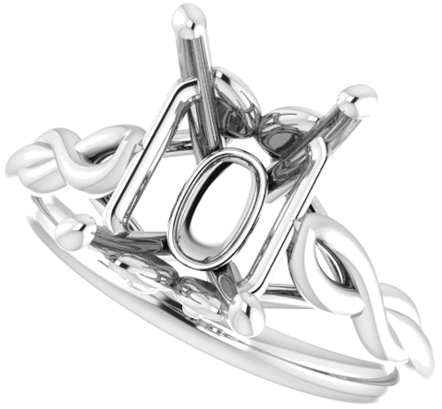 14K White  10x8 mm Emerald Solitaire Engagement Ring Mounting (5)