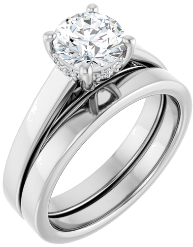 Sužadėtuvių Žiedas „Hidden Halo-Style“ 14k white gold Round 6.5mm (6)