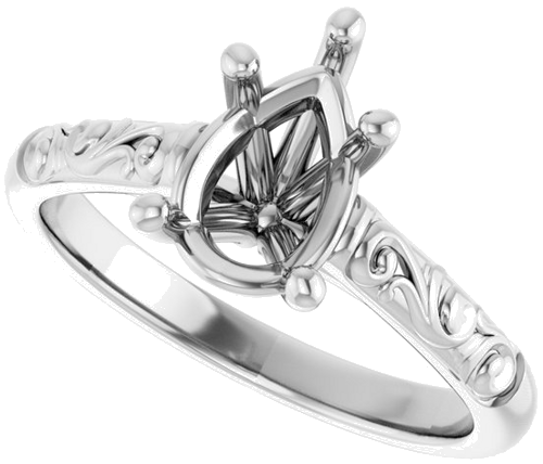 Sužadėtuvių Žiedas „Solitaire“ 14k white gold Pear 9mm x 6mm (5)