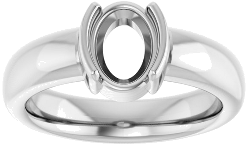 Sužadėtuvių Žiedas „Half-Bezel Solitaire“ 14k white gold Oval 8mm x 6mm (3)