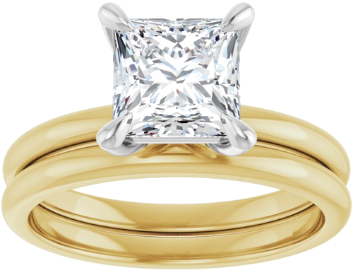 Sužadėtuvių Žiedas „Solitaire“ 14k yellow/white gold Square 6.5mm (8)