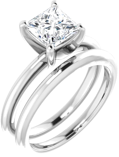 Platinum  6 mm Square Solitaire Engagement Ring Mounting (6)