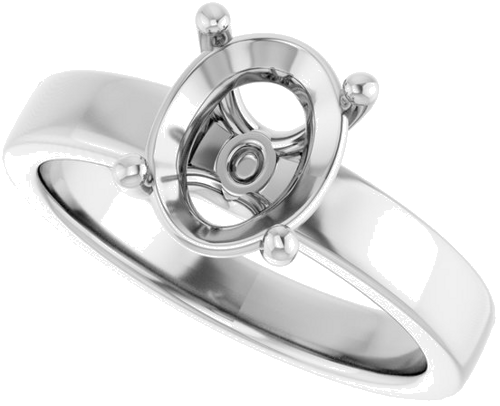 Sužadėtuvių Žiedas „Solitaire“ 10k white gold Oval 9mm x 7mm (5)