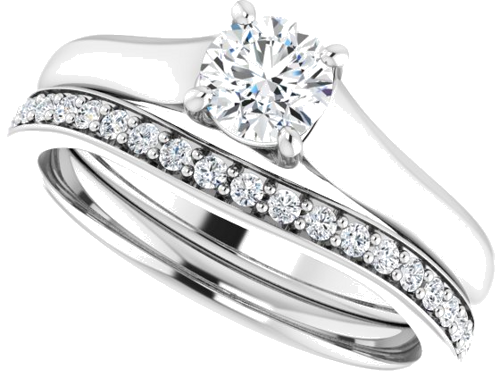 Sužadėtuvių Žiedas „Solitaire“ 585 Baltojo Aukso Round 4.8mm (10)