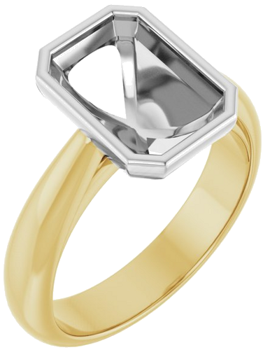 Sužadėtuvių Žiedas „Bezel-Set Solitaire“ 14k yellow/white gold Emerald 10mm x 7mm (1)