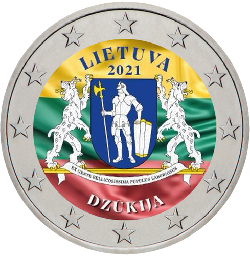 2021 Литва Дзукiя монета 2 евро (цветная) (1)