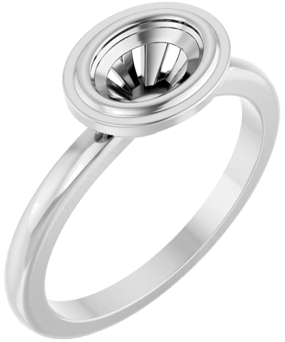 Sužadėtuvių Žiedas „Bezel-Set Solitaire“ 14k white gold Oval 7mm x 5mm (1)