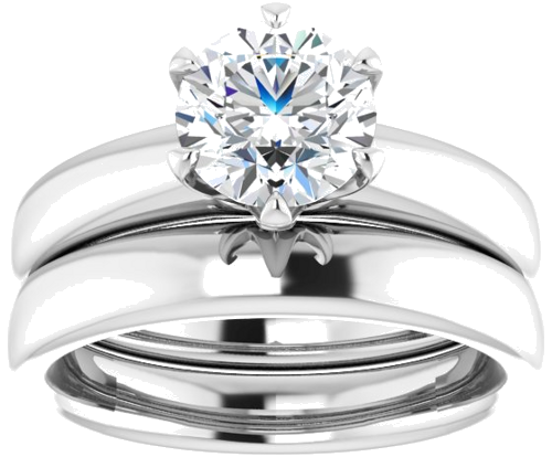 14K White 7 mm Round Engagement Ring Mounting (8)