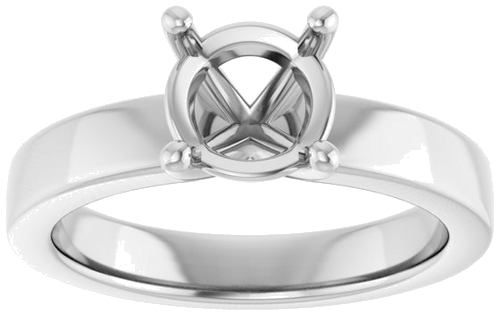 14K White 7.4 mm Round Solitaire Engagement Ring Mounting (3)