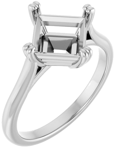 Sužadėtuvių Žiedas „Double Claw-Prong Solitaire“ 14k white gold Square 7mm (1)