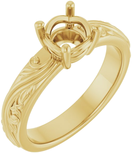 Sužadėtuvių Žiedas „Solitaire Sculptural“ 14k yellow gold Round 6.5mm (1)