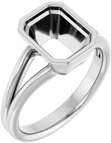 Sužadėtuvių Žiedas „Bezel-Set Solitaire“ 14k white gold Emerald 9mm x 7mm (1)