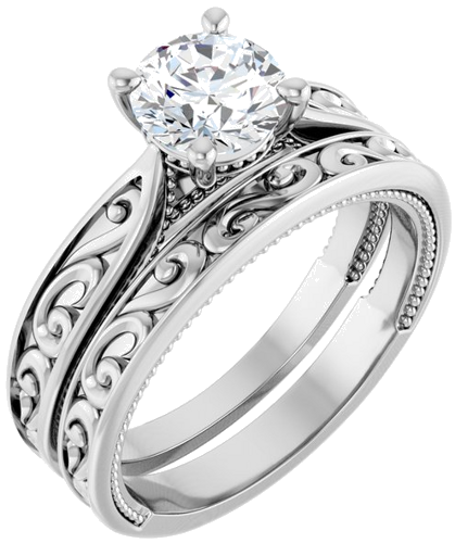 Sužadėtuvių Žiedas „Solitaire Vintage-Inspired“ 14k white gold Round 6.5mm (6)
