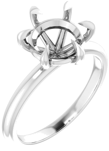 14K White 9 mm Round Solitaire Engagement Ring Mounting (1)