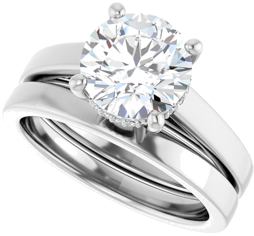 Sužadėtuvių Žiedas „Hidden Halo-Style“ 14k white gold Round 8mm (10)