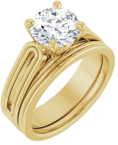 Sužadėtuvių Žiedas „Solitaire“ 585 Geltonojo Aukso Round 8mm (6)