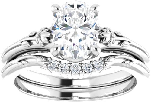 Sužadėtuvių Žiedas „Solitaire“ 585 Baltojo Aukso Oval 8mm x 6mm (8)