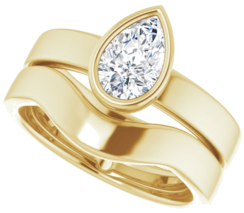 Sužadėtuvių Žiedas „Bezel-Set Solitaire“ 14k yellow gold Pear 8mm x 5mm (10)