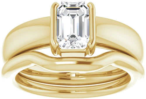 Sužadėtuvių Žiedas „Half-Bezel Solitaire“ 14k yellow gold Emerald 7mm x 5mm (8)