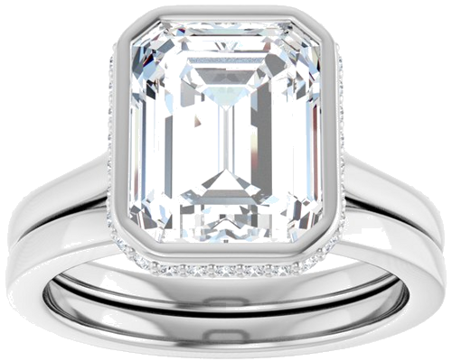 Sužadėtuvių Žiedas „Hidden Halo-Style“ 950 Platinos Emerald 10mm x 8mm (8)