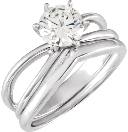 14K White 6.5 mm Round Engagement Ring Mounting (4)