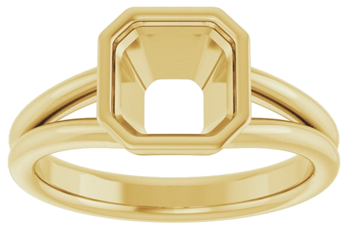 Sužadėtuvių Žiedas „Bezel-Set Solitaire“ 14k yellow gold Asscher 7mm (3)