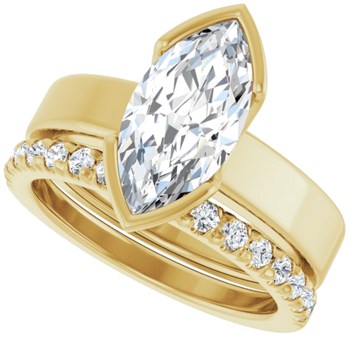 Sužadėtuvių Žiedas „Half-Bezel Solitaire“ 14k yellow gold Marquise 13mm x 6.5mm (10)