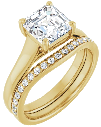 14K Yellow 7 mm Asscher Solitaire Engagement Ring Mounting (6)