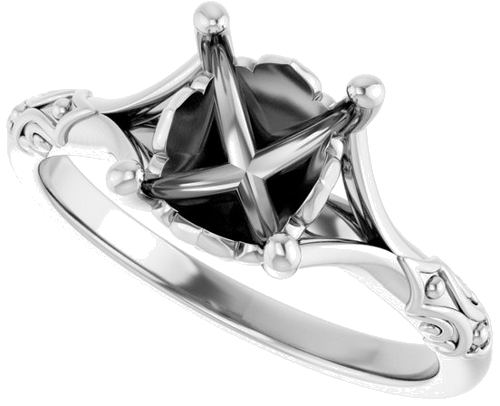 14K White 9x7 mm Oval Solitaire Engagement Ring Mounting (5)