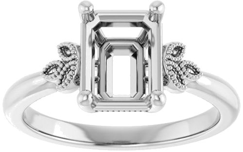 Sužadėtuvių Žiedas „Solitaire“ 14k white gold Emerald 8mm x 6mm (3)