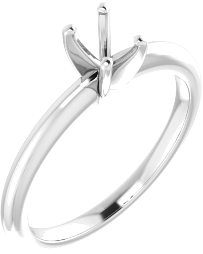 14K White  6x4 mm Oval Solitaire Engagement Ring Mounting (1)