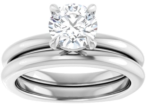 Sužadėtuvių Žiedas „Claw-Prong Euro Shank“ 14k white gold Round 6.5mm (8)