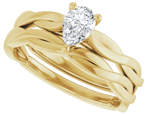 Sužadėtuvių Žiedas „Infinity-Inspired“ 14k yellow gold Pear 6mm x 4mm (10)
