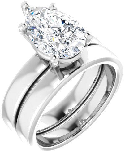 Sužadėtuvių Žiedas „Solitaire“ 950 Platinos Pear 12mm x 8mm (6)