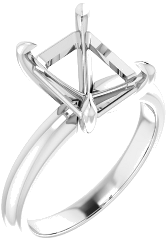 14K White 10x8 mm Emerald Solitaire Engagement Ring Mounting (1)