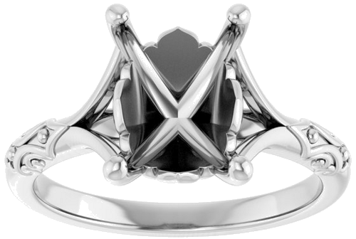 Sužadėtuvių Žiedas „Solitaire Sculptural“ 14k white gold Emerald 9mm x 7mm (3)