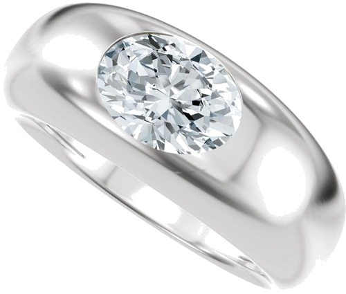 Sužadėtuvių Žiedas „Solitaire“ 14k white gold Oval 8.5mm x 6.5mm (5)