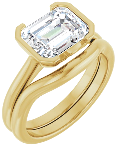 14K Yellow 9x7 mm Emerald Solitaire Engagement Ring Mounting (6)