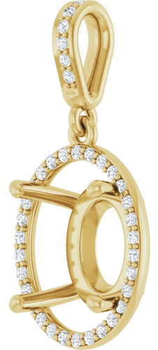 Pakabukas „Accented Halo-Style“ 14k yellow gold Oval 11mm x 9mm (2)