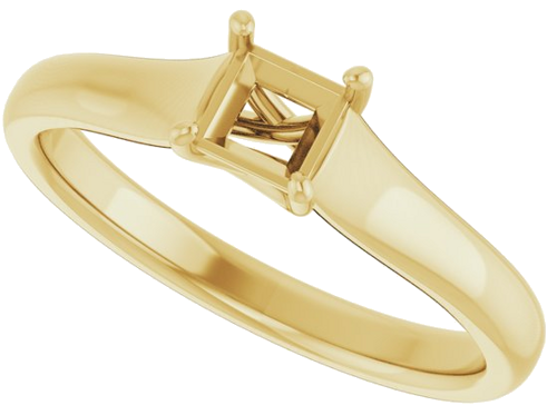 14K Yellow 4 mm Square Solitaire Engagement Ring Mounting (5)