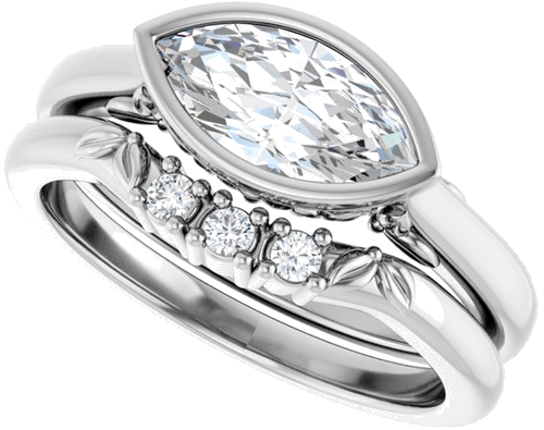 Sužadėtuvių Žiedas „Bezel-Set“ 14k white gold Marquise 10mm x 5mm (10)