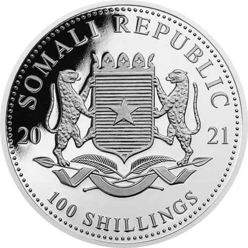 1 oz Drambliai 2021 Somalis 100 šilingų sidabrinė moneta (2)