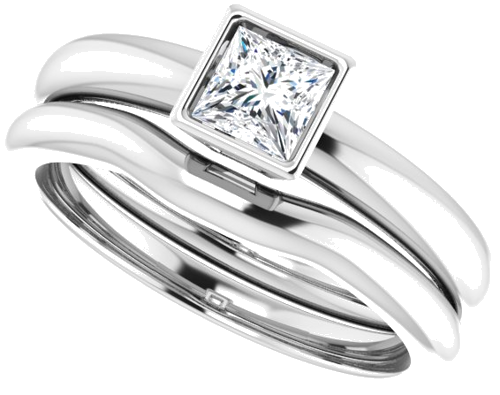 Sužadėtuvių Žiedas „Bezel-Set Solitaire“ 14k white gold Square 4mm (10)