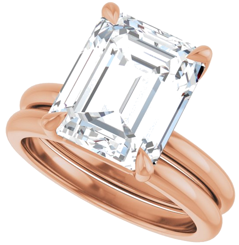 Sužadėtuvių Žiedas „Claw-Prong“ 14k rose gold Emerald 11mm x 9mm (10)