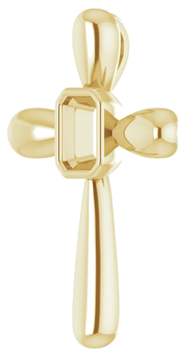 Pakabukas „Solitaire Bezel-Set Cross“ 14k yellow gold Emerald 6mm x 4mm (2)