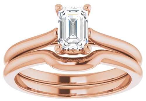 Sužadėtuvių Žiedas „Solitaire“ 14k rose gold Emerald 6mm x 4mm (8)