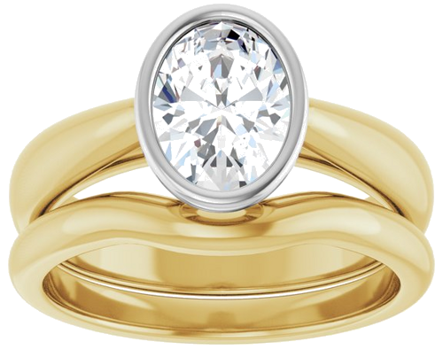 Sužadėtuvių Žiedas „Bezel-Set Solitaire“ 14k yellow/white gold Oval 8mm x 6mm (8)