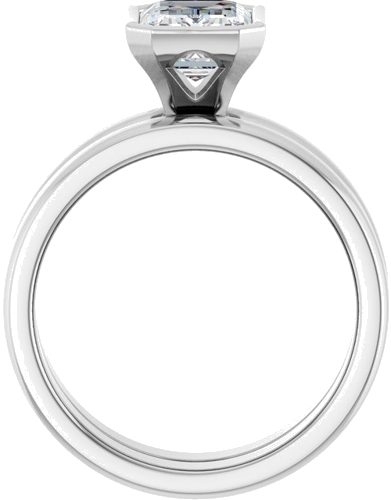 Sužadėtuvių Žiedas „Bezel-Set Solitaire“ 14k white gold Emerald 8mm x 6mm (7)